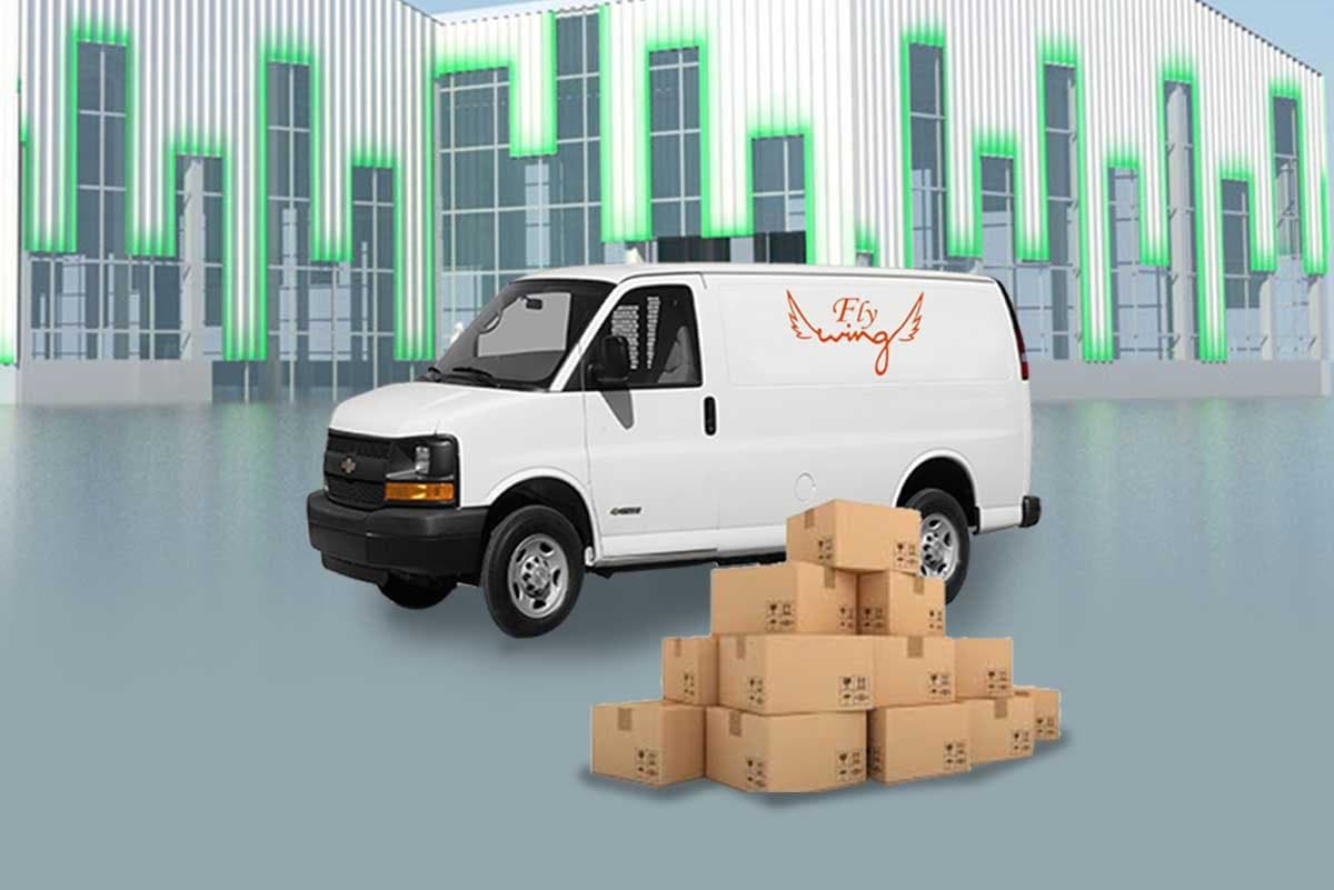 Delivery van with parcels ready for door delivery