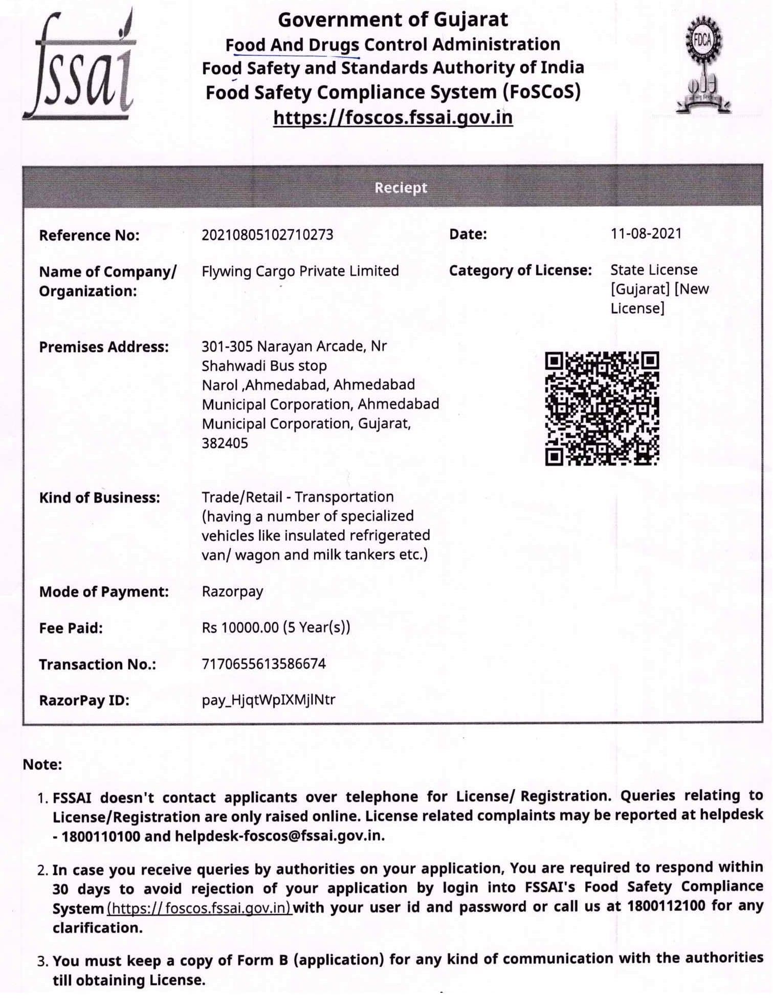 FSSAI Certificate